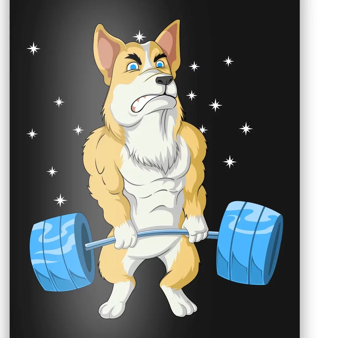 Corgi Weightlifting Poster