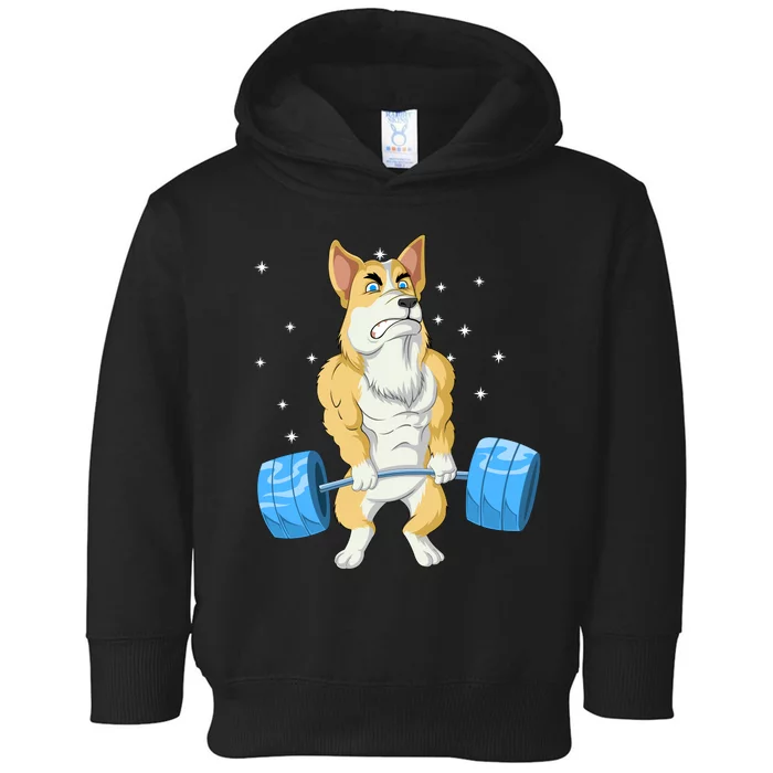 Corgi Weightlifting Toddler Hoodie