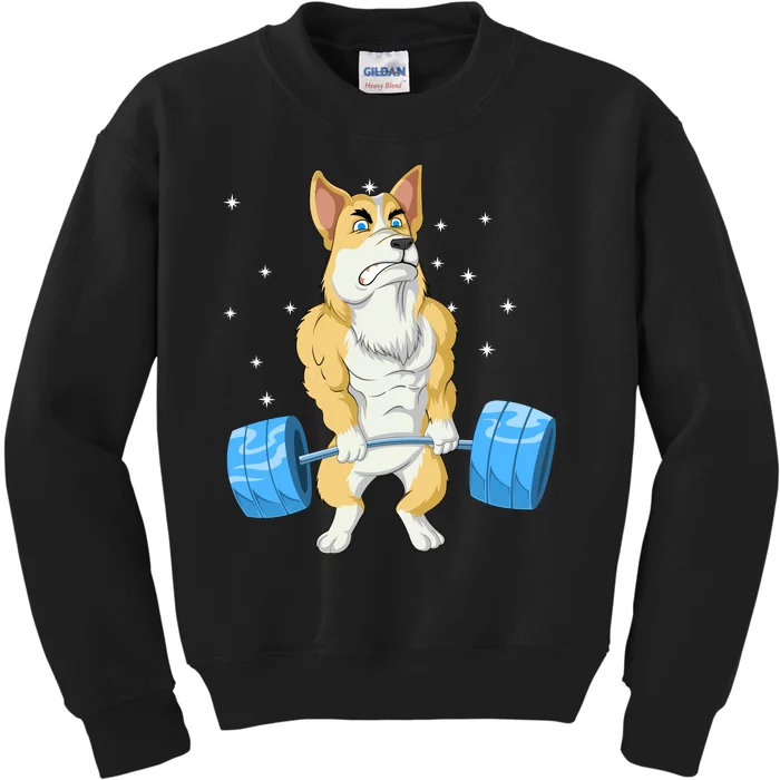 Corgi Weightlifting Kids Sweatshirt