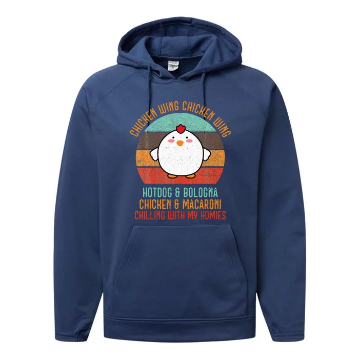 Chicken Wing Chicken Wing Song Lyric Hot Dog Bologna Performance Fleece Hoodie