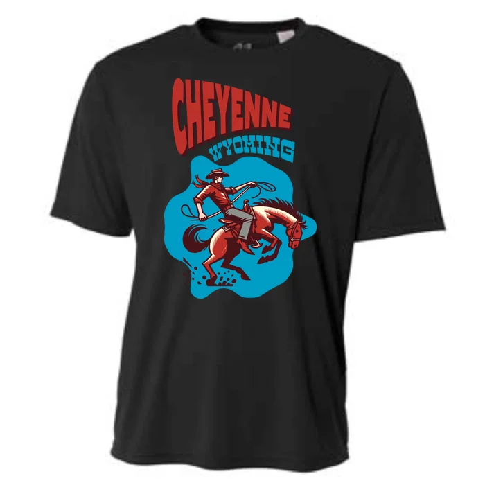 Cheyenne Wyoming Cowboy Vintage Cooling Performance Crew T-Shirt