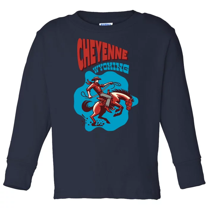 Cheyenne Wyoming Cowboy Vintage Toddler Long Sleeve Shirt