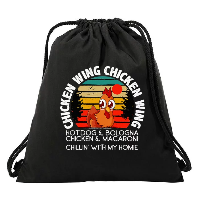 Chicken Wing Chicken Wing Hot Dog Bologna Macaroni Drawstring Bag