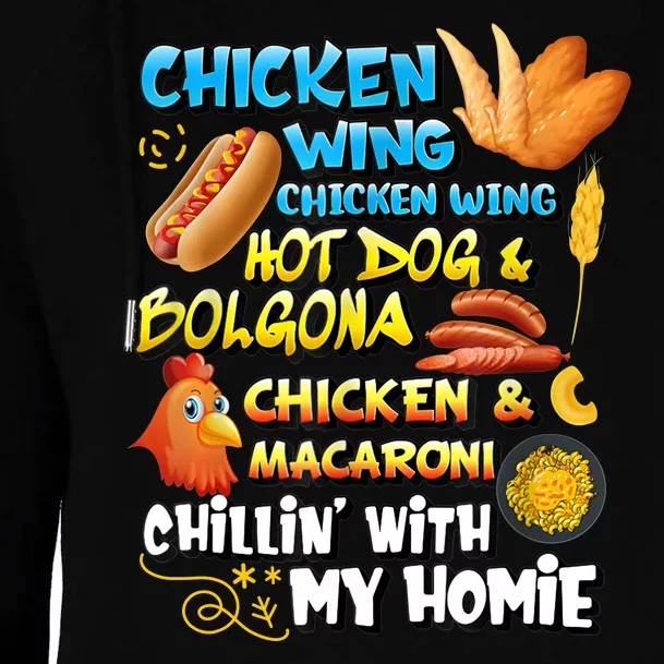 Chicken Wing Chicken Wing Hot Dog Bologna Womens Funnel Neck Pullover Hood