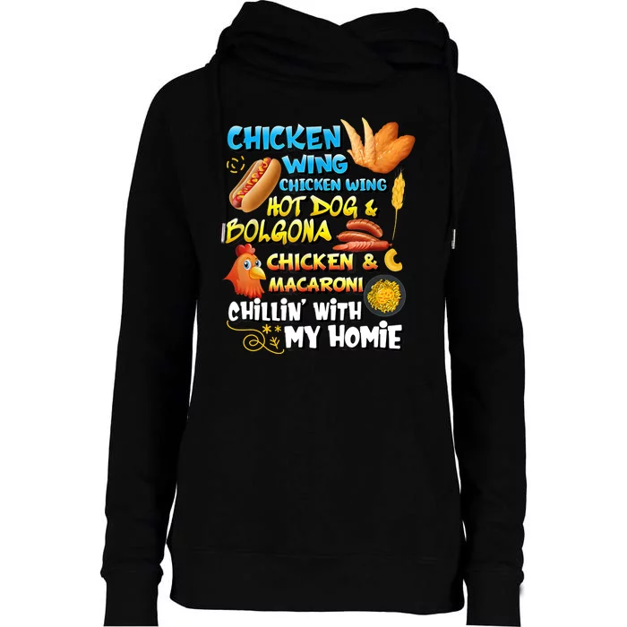 Chicken Wing Chicken Wing Hot Dog Bologna Womens Funnel Neck Pullover Hood