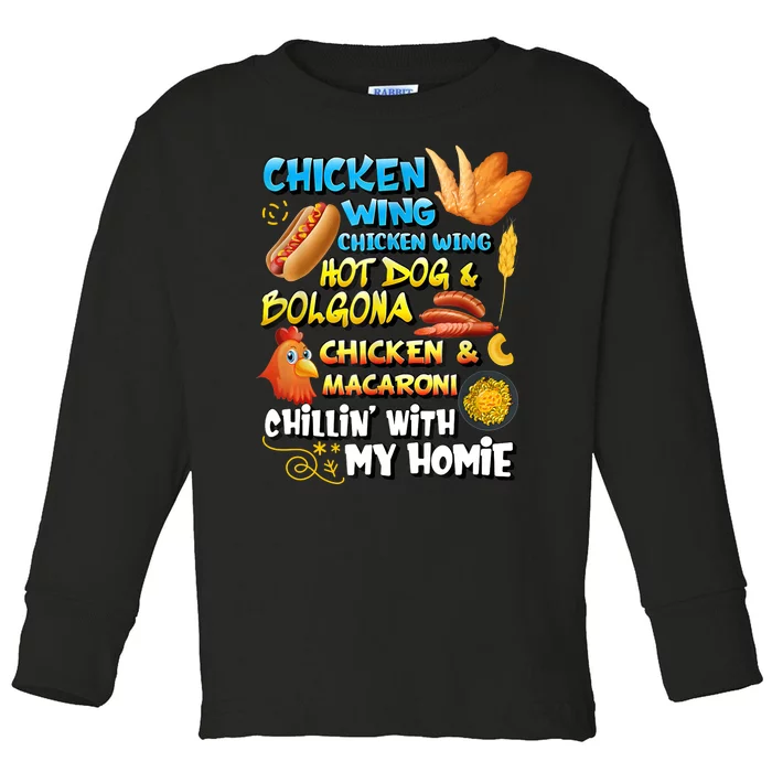 Chicken Wing Chicken Wing Hot Dog Bologna Toddler Long Sleeve Shirt