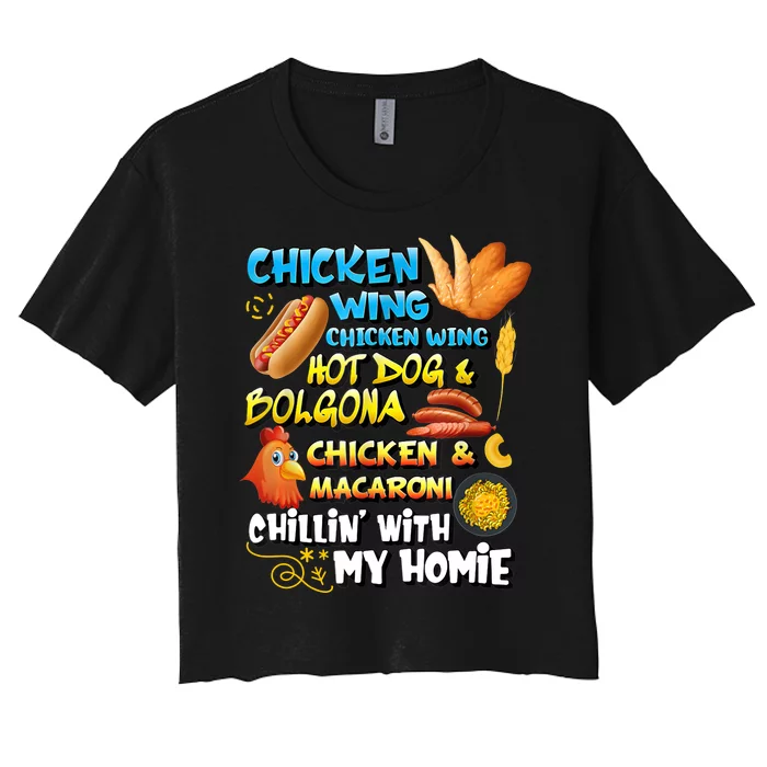 Chicken Wing Chicken Wing Hot Dog Bologna Women's Crop Top Tee