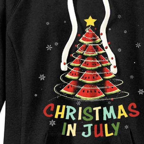 Cute Watermelon Christmas Tree Christmas In July Watermelon Women's Fleece Hoodie