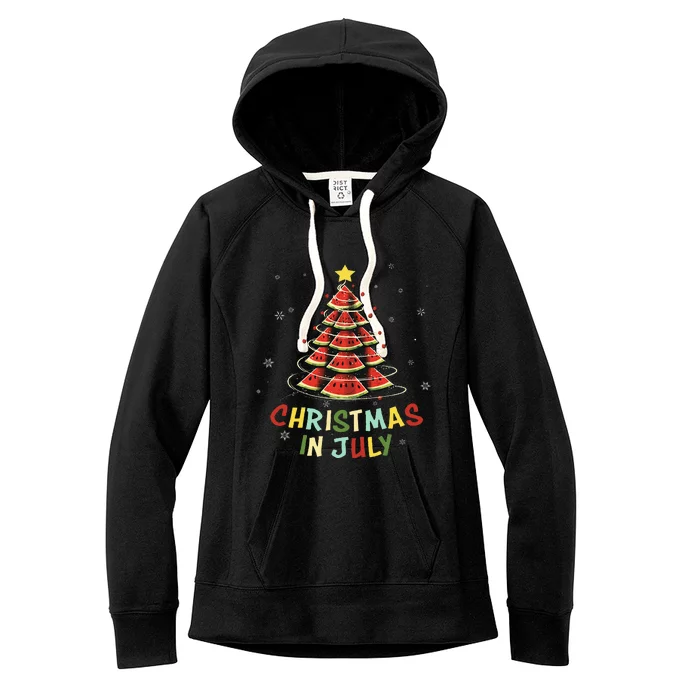 Cute Watermelon Christmas Tree Christmas In July Watermelon Women's Fleece Hoodie