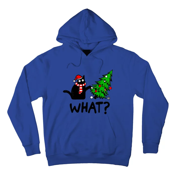 Cat What Christmas Murderous Black Cat Pushing Christmas Gift Hoodie