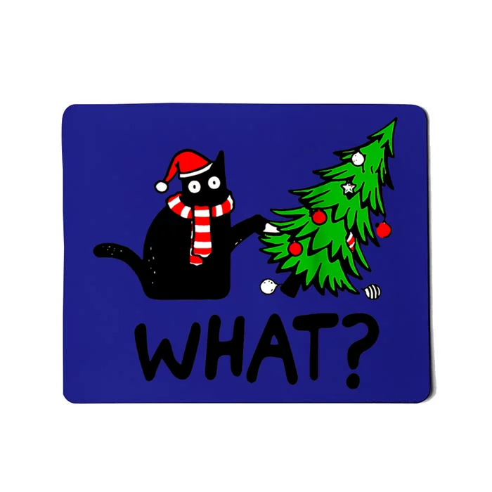 Cat What Christmas Murderous Black Cat Pushing Christmas Gift Mousepad