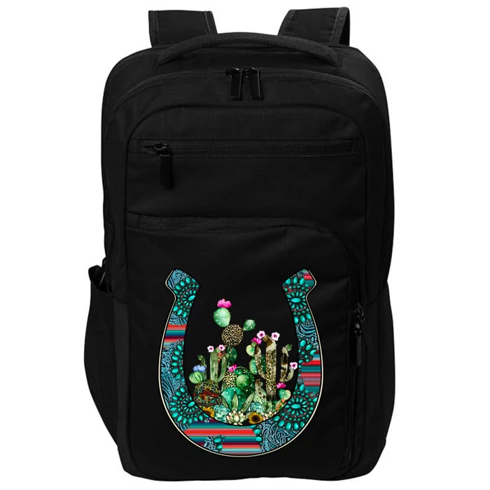 Country Western Cactus Sunflower Horseshoe Gift Impact Tech Backpack