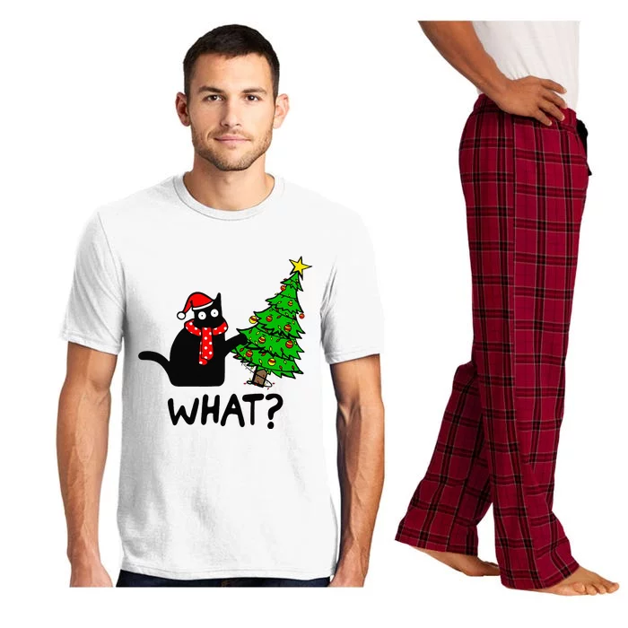 Cat What Christmas Tree Xmas Santa Funny Black Cat Christmas Pajama Set