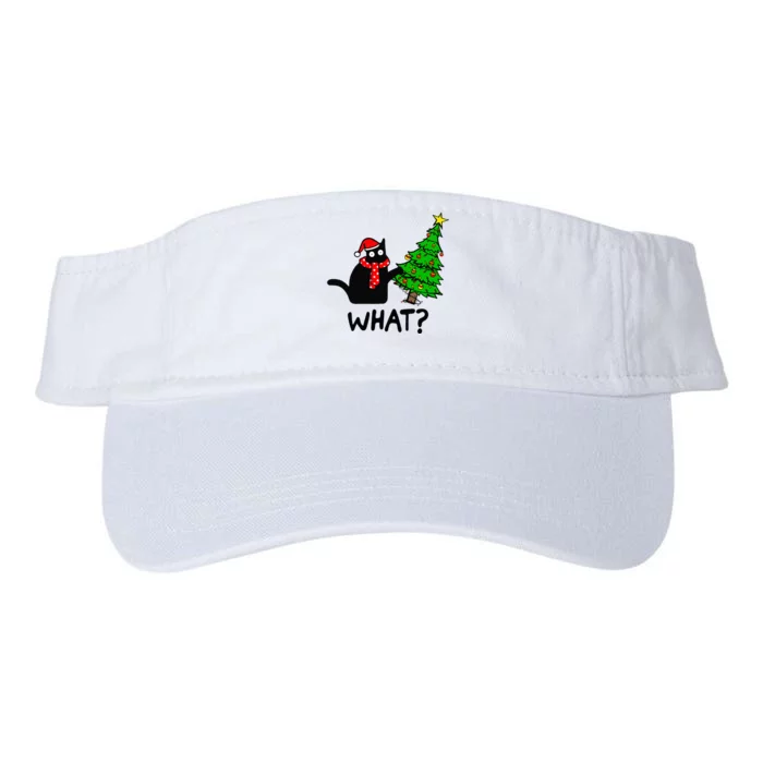 Cat What Christmas Tree Xmas Santa Funny Black Cat Christmas Valucap Bio-Washed Visor