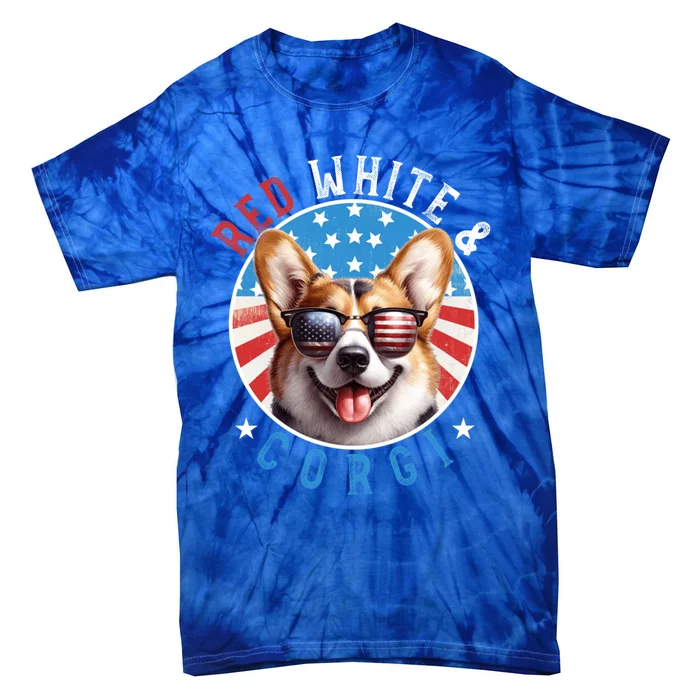 Cardigan Welsh Corgi Dog 4th Of July Red White And Cardigan Gift Tie-Dye T-Shirt