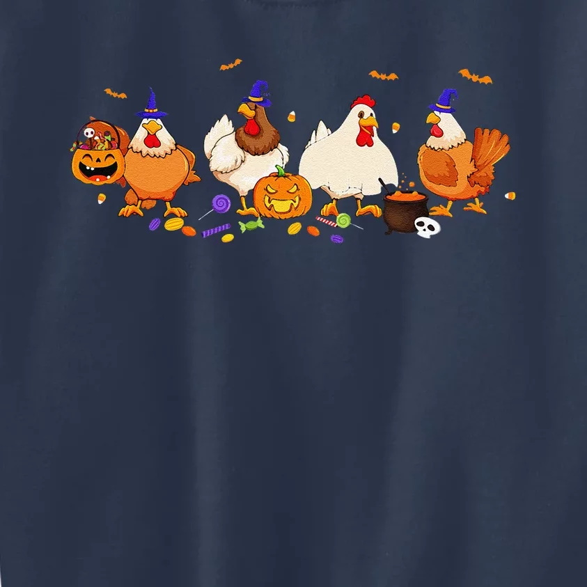 Cute Witch Chicken Chick Pumpkin Halloween Farm Farmer Kids Sweatshirt