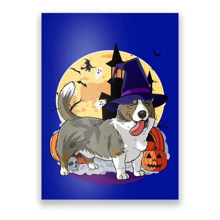 Cardigan Welsh Corgi Cute Dog Halloween Witch Pumpkin Cute Gift Poster