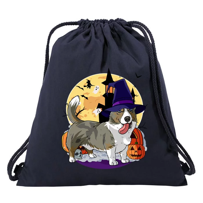 Cardigan Welsh Corgi Cute Dog Halloween Witch Pumpkin Cute Gift Drawstring Bag