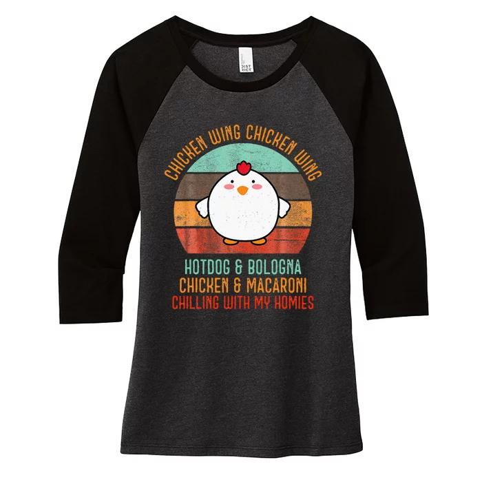 Chicken Wing Chicken Wing Song Lyric Hot Dog Bologna Women's Tri-Blend 3/4-Sleeve Raglan Shirt