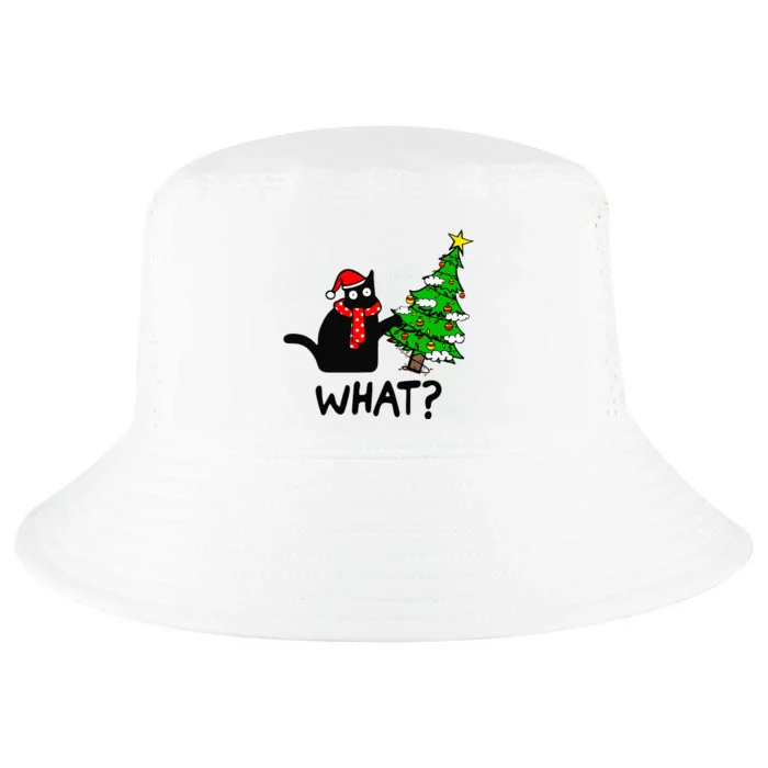 Cat What Christmas Tree Xmas Light Santa Hat Funny Black Cat Cool Comfort Performance Bucket Hat