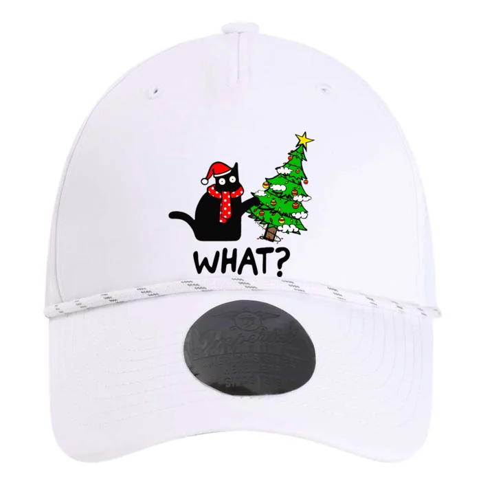 Cat What Christmas Tree Xmas Light Santa Hat Funny Black Cat Performance The Dyno Cap