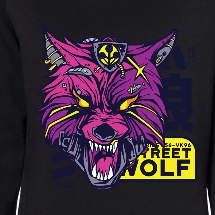 Cyberpunk Wolf Womens California Wash Sweatshirt