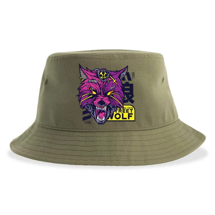 Cyberpunk Wolf Sustainable Bucket Hat