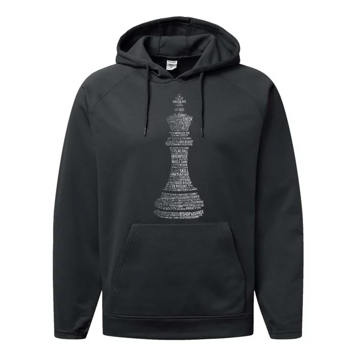 Chess Words Chess Club Chess Player Chess Lover Performance Fleece Hoodie