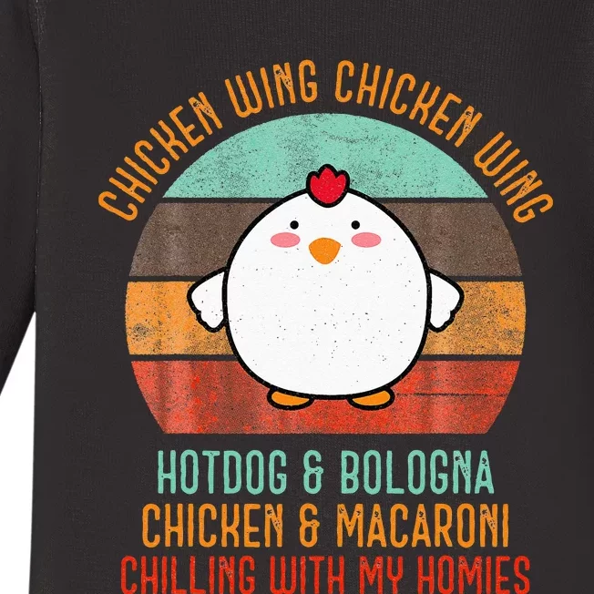 Chicken Wing Chicken Wing Song Lyric Hot Dog Bologna Baby Long Sleeve Bodysuit