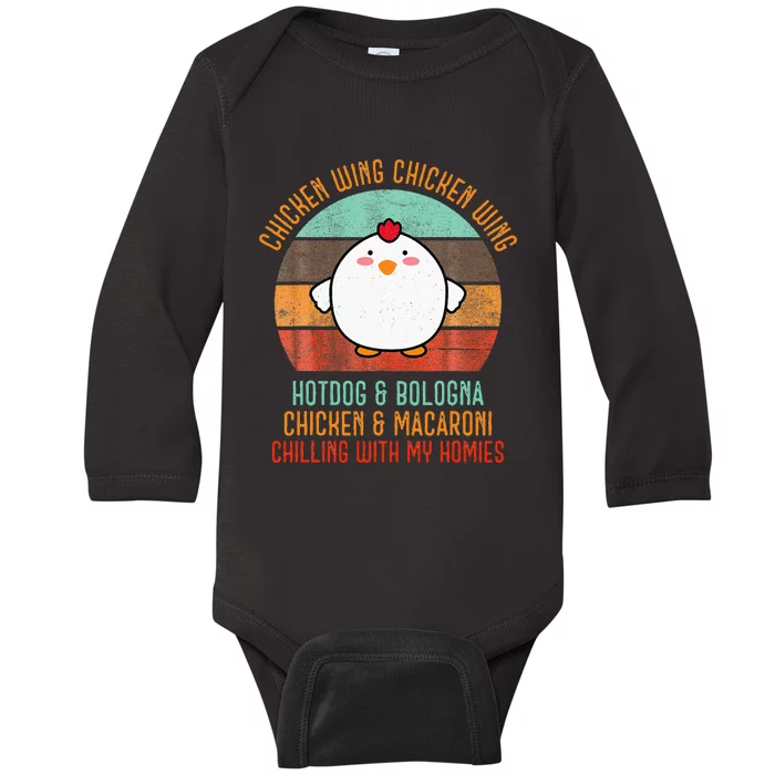 Chicken Wing Chicken Wing Song Lyric Hot Dog Bologna Baby Long Sleeve Bodysuit