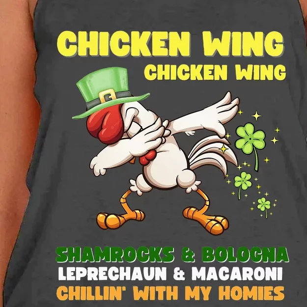 Chicken Wing Chicken Wing Song Hot Dog Bologna St Pattys Day Women's Knotted Racerback Tank