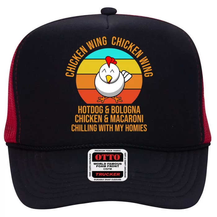 Chicken Wing Chicken Wing Hot Dog And Bologna High Crown Mesh Trucker Hat