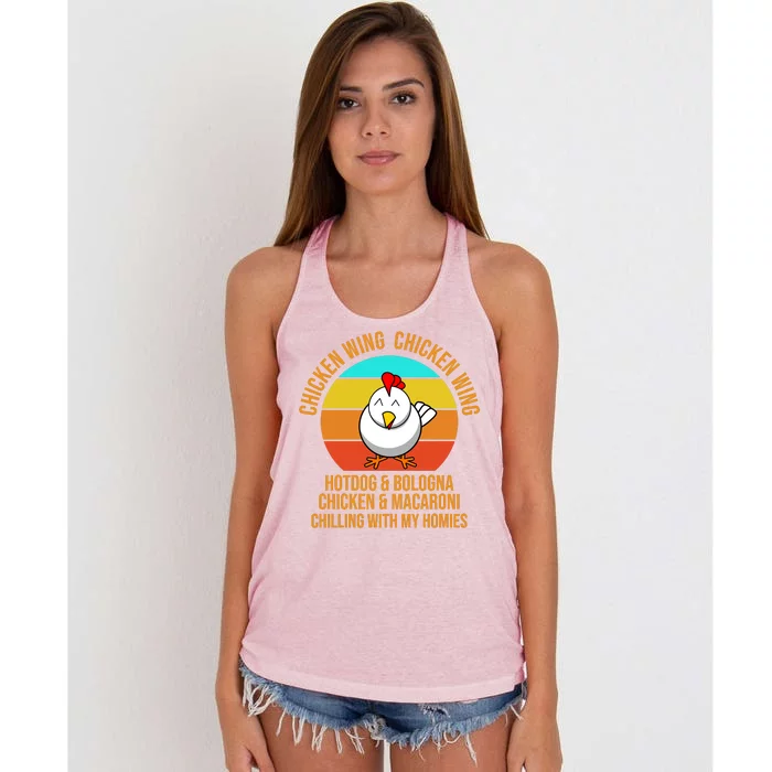 Chicken Wing Chicken Wing Hot Dog And Bologna Women's Knotted Racerback Tank