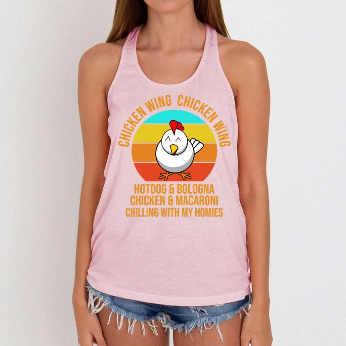 Chicken Wing Chicken Wing Hot Dog And Bologna Women's Knotted Racerback Tank