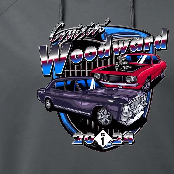 Cruisin Woodward Classic Cars 2024 Performance Fleece Hoodie