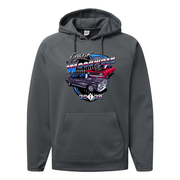 Cruisin Woodward Classic Cars 2024 Performance Fleece Hoodie