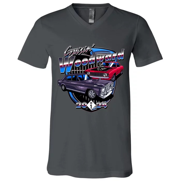 Cruisin Woodward Classic Cars 2024 V-Neck T-Shirt