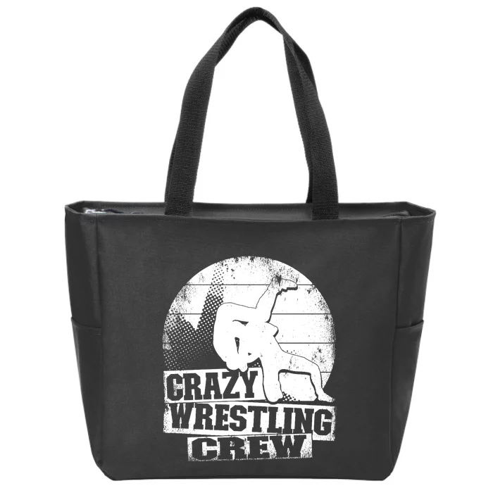 Crazy Wrestling Crew Wrestle Wrestler Zip Tote Bag