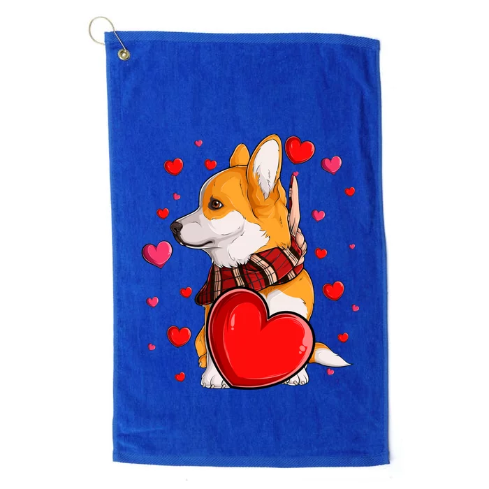 Cute Welsh Corgi Valentines Day Love Heart For Dog Lovers Cute Gift Platinum Collection Golf Towel