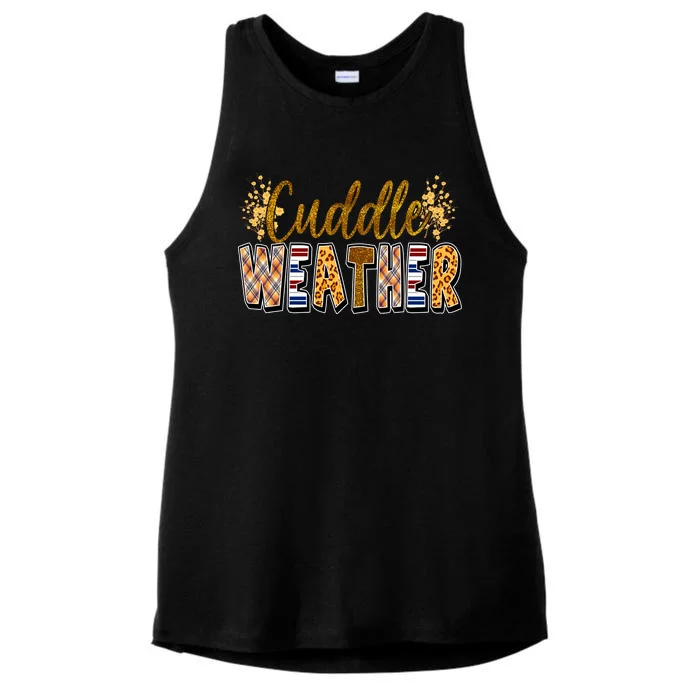 Cuddle Weather Cute Fall Pattern Ladies Tri-Blend Wicking Tank