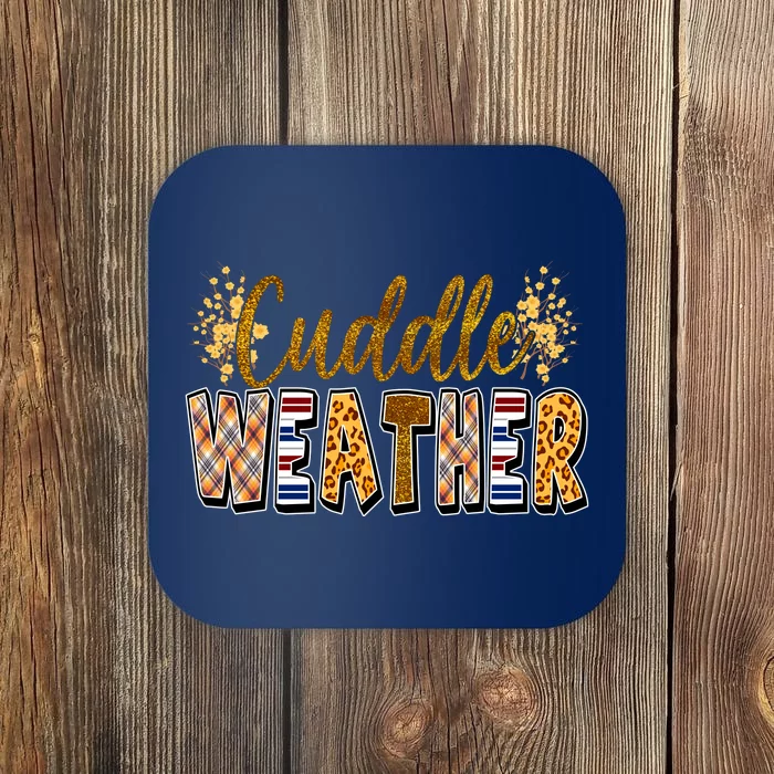 Cuddle Weather Cute Fall Pattern Coaster