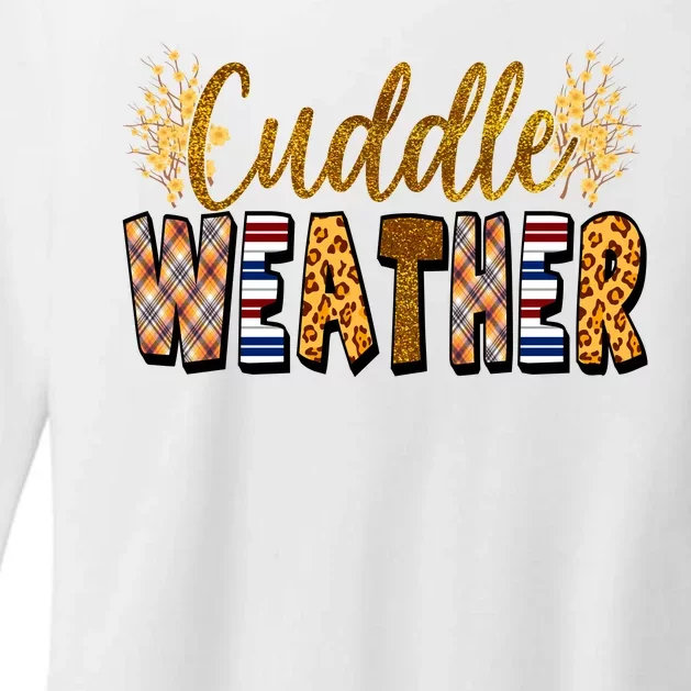 Cuddle Weather Cute Fall Pattern Womens CVC Long Sleeve Shirt