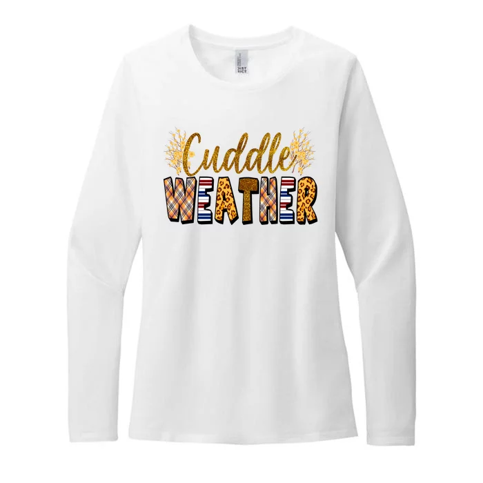 Cuddle Weather Cute Fall Pattern Womens CVC Long Sleeve Shirt