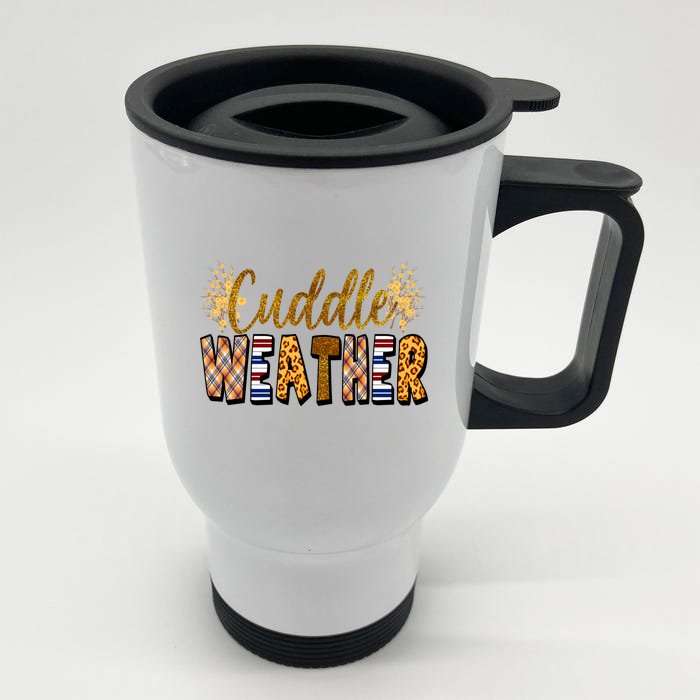 Cuddle Weather Cute Fall Pattern Front & Back Stainless Steel Travel Mug