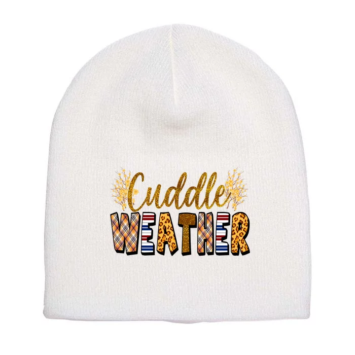 Cuddle Weather Cute Fall Pattern Short Acrylic Beanie