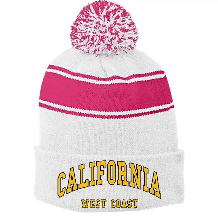 California West Coast Stripe Pom Pom Beanie