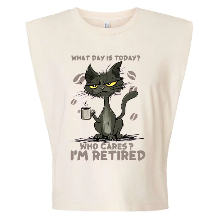 Cat What Day Is Today Who Cares I‘m Retired Garment-Dyed Women's Muscle Tee