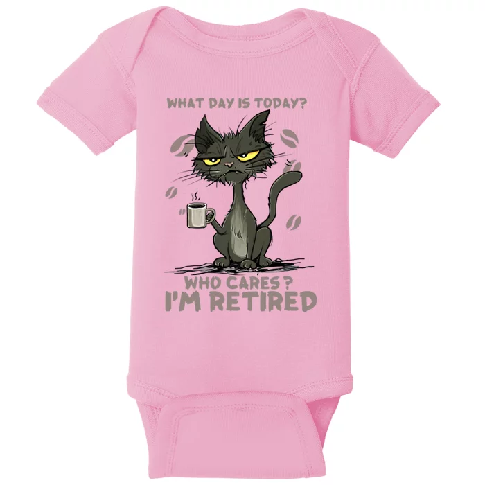 Cat What Day Is Today Who Cares I‘m Retired Baby Bodysuit