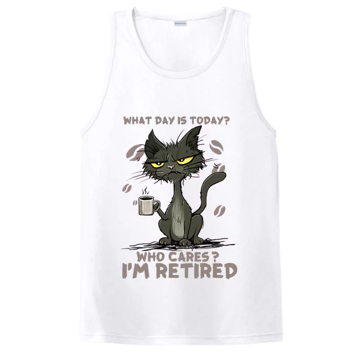 Cat What Day Is Today Who Cares I‘m Retired Performance Tank