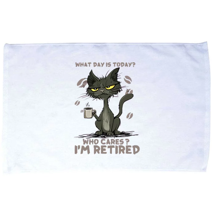 Cat What Day Is Today Who Cares I‘m Retired Microfiber Hand Towel